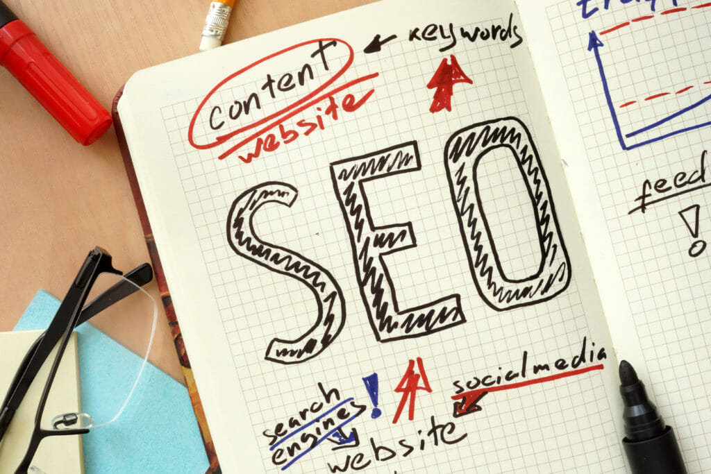 flow chart of on page, off page, and content seo