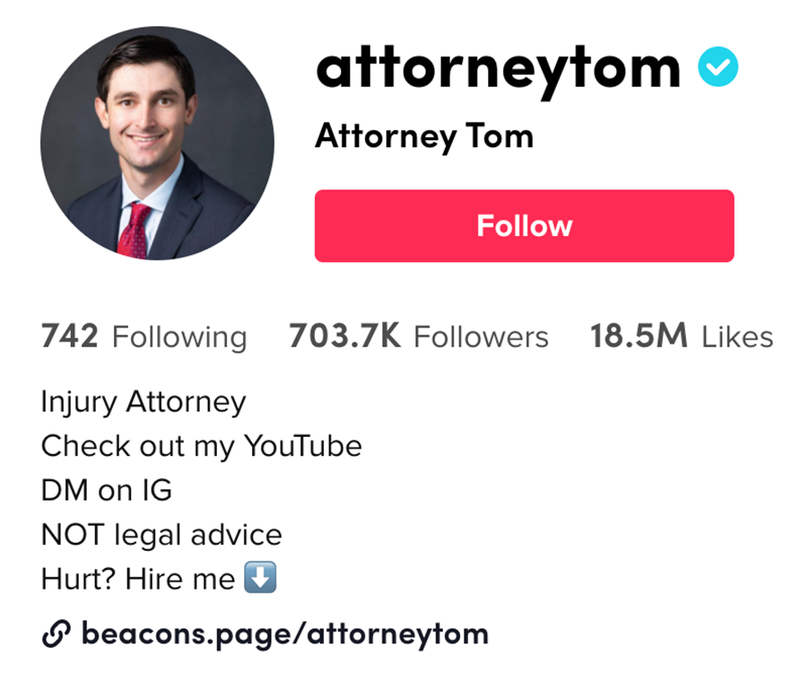 attorney tom social media example