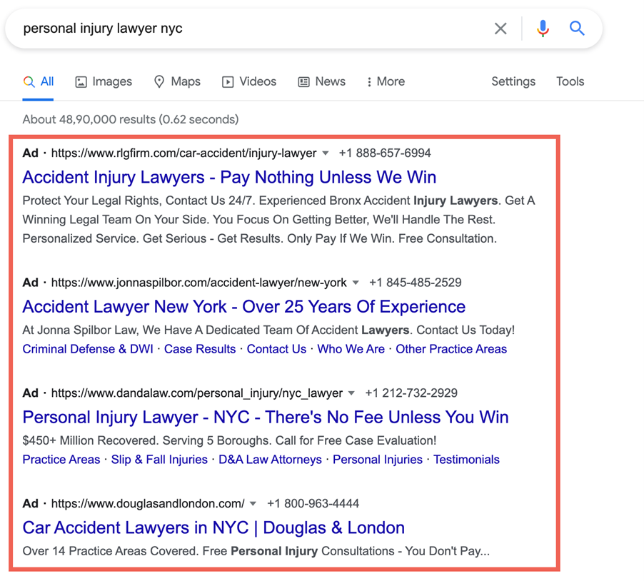 paid search on Google for attorneys