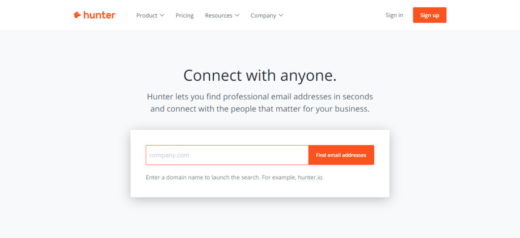 hunter-io find email finding tool for link outreach