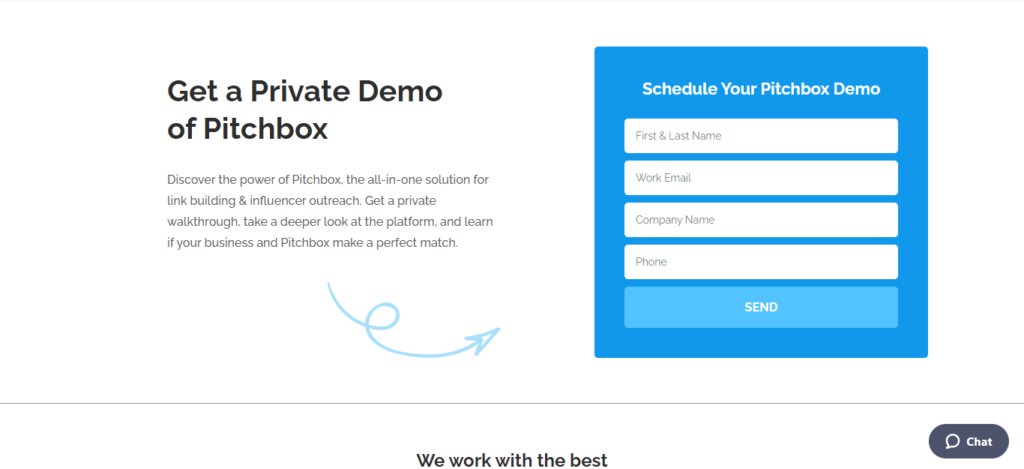pitchbox demo request for pricing of link building tool