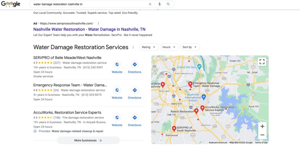 local seo for water damage restoration companies