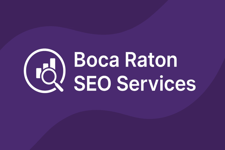 Graphic representing Boca Raton SEO services showing local search growth, authority building, and data-driven optimization for Boca Raton businesses.