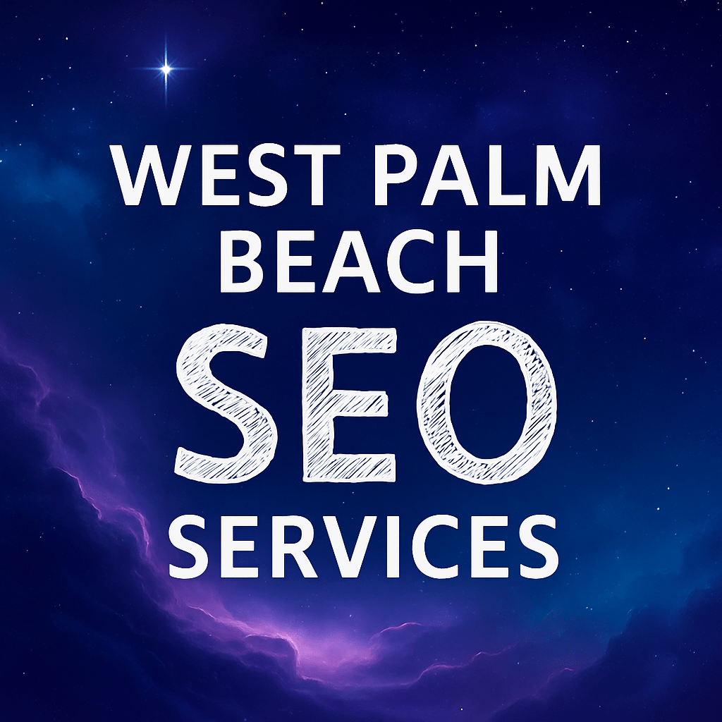 West Palm Beach SEO services graphic representing local search visibility, Google Maps optimization, and authority-building strategies for competitive service providers.