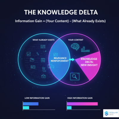 chart showing the seo information gain knowledge delta and how to determine it.