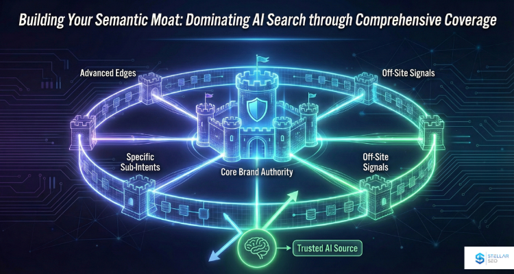 Diagram illustrating how digital PR and link building validate a brand's expertise for specific AI sub-queries.